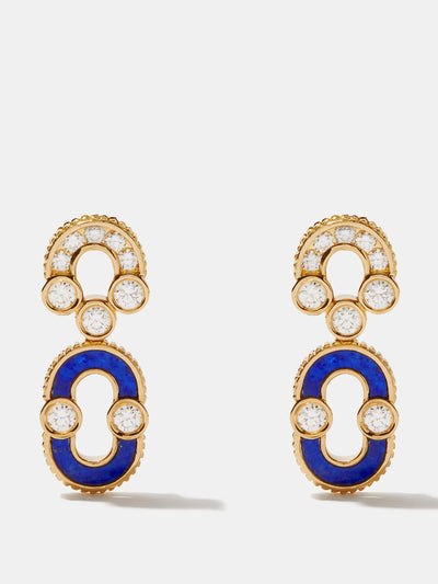 Viltier Magnetic Solo diamond, lapis & 18kt gold earrings at Collagerie