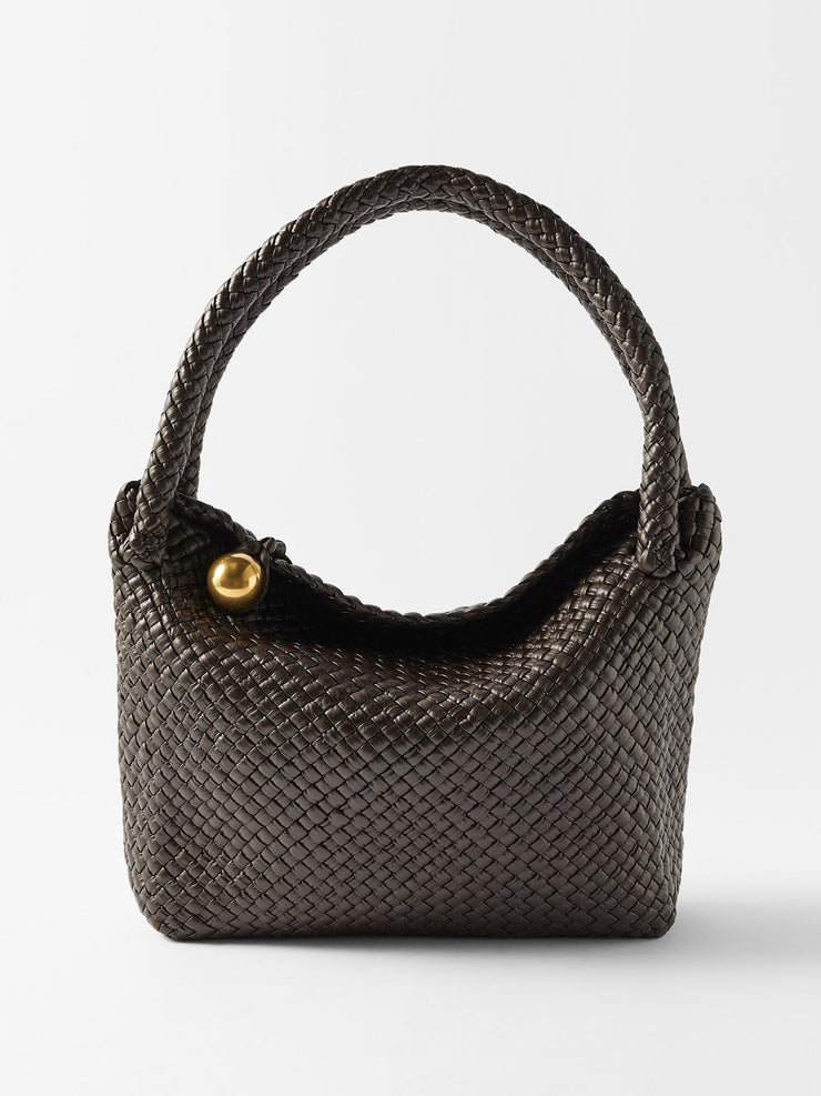 Brown leather bag with gold detail