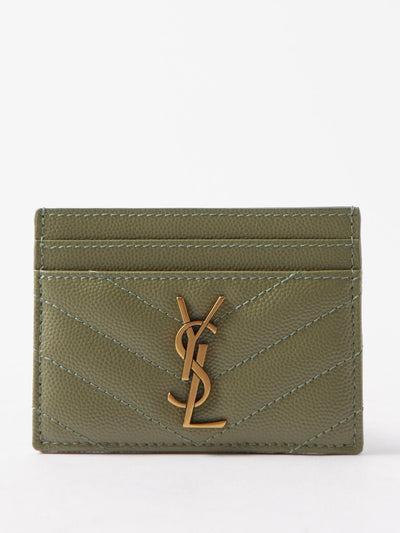 Saint Laurent YSL-plaque quilted-leather coin purse at Collagerie