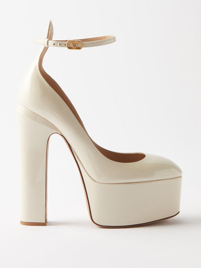 Valentino Garavani White leather platforms at Collagerie