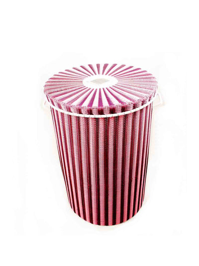 Milagros Aubergine and pink striped laundry basket at Collagerie