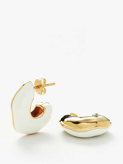 Missoma White and gold enamel hoop earrings at Collagerie