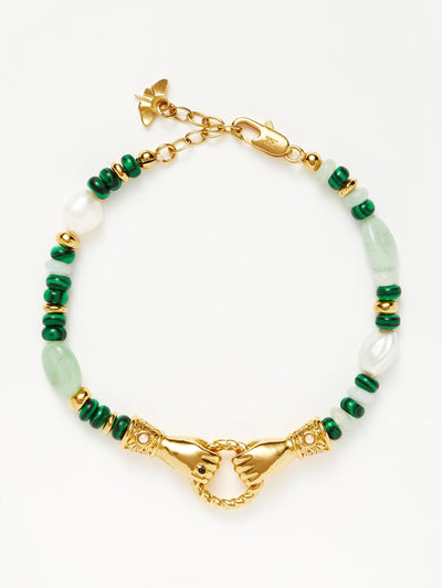 Harris Reed x Missoma 18kt gold plated multi green gemstone bracelet at Collagerie