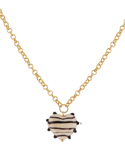 Sandralexandra Extra-large ivory and black Milagros Heart and gold belcher chain necklace at Collagerie
