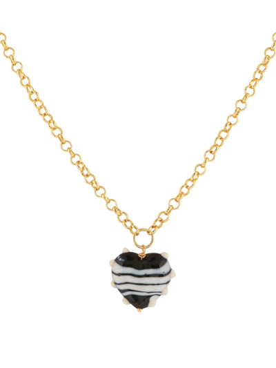 Sandralexandra Extra-large black and ivory Milagros Heart and belcher chain necklace at Collagerie