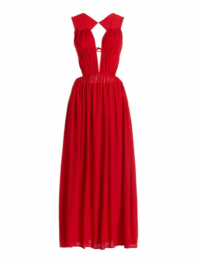 Cult Gaia Red linen-blend maxi dress at Collagerie