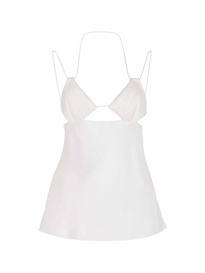 Bevza White cut out satin top at Collagerie