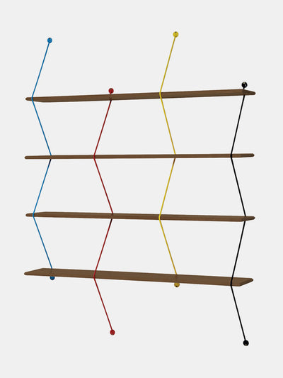 La Chance Walnut and multicoloured steel shelving system at Collagerie