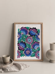 An exotic floral block-printed vintage French 1923 print of uplifting starburst blooms from Print Sisters to adorn your walls. Collagerie.com