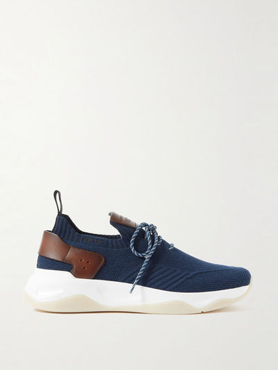 Berluti Leather-trimmed stretch-knit trainers at Collagerie