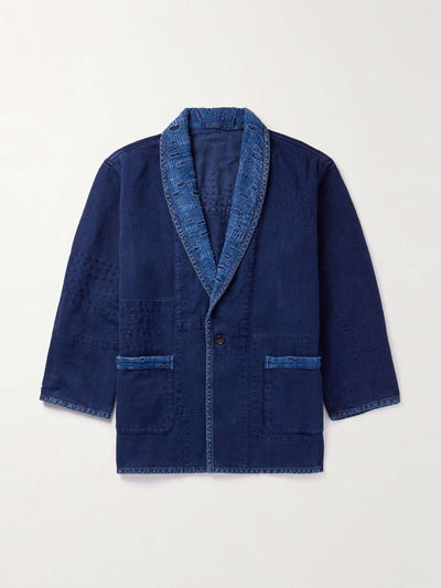 Blue Blue Japan Reversible patchwork cotton and linen-blend jacket at Collagerie