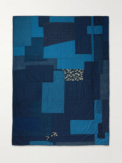 Blue Blue Japan Patchwork cotton-blend blanket at Collagerie