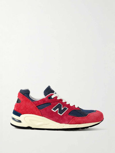 New Balance Red suede and mesh sneakers at Collagerie