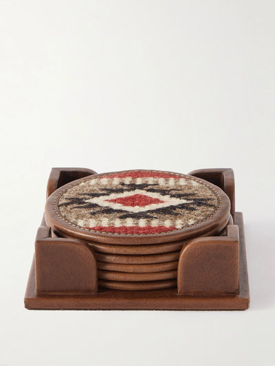 RRL Leather and jacquard coasters (set of 6) at Collagerie