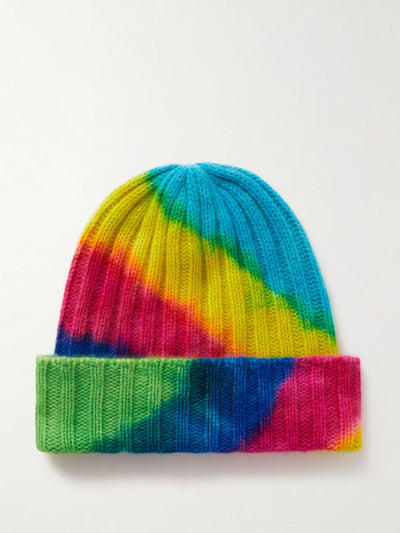 The Elder Statesman Tie-dyed ribbed cashmere beanie at Collagerie