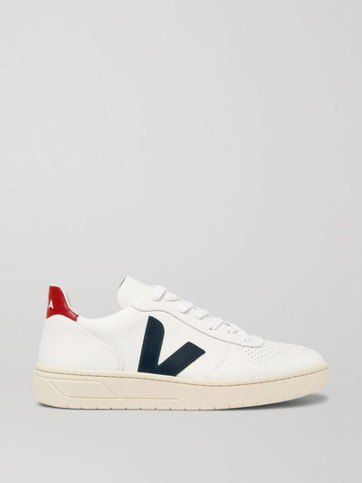 Veja V-10 Rubber-trimmed leather sneakers at Collagerie