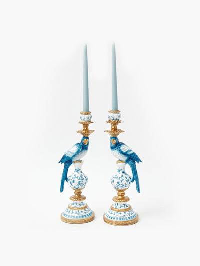 Mrs Alice Blue Parrot candle holders (set of 2) at Collagerie