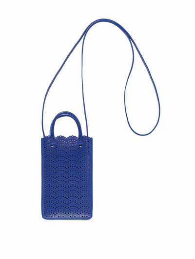 Alaïa Blue leather phone pouch at Collagerie