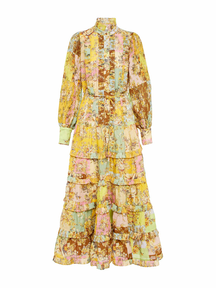 Multicoloured printed midi dress