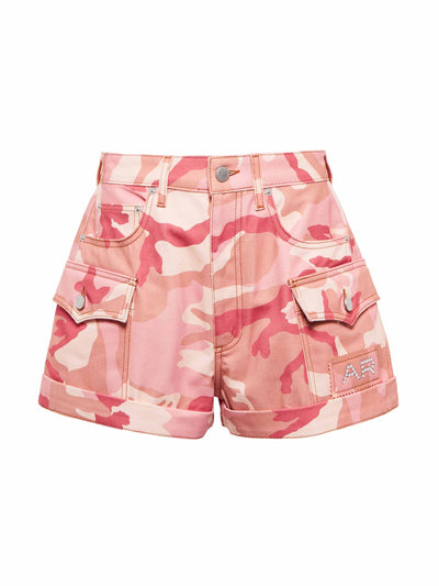 Alessandra Rich Camouflage high-rise denim shorts at Collagerie
