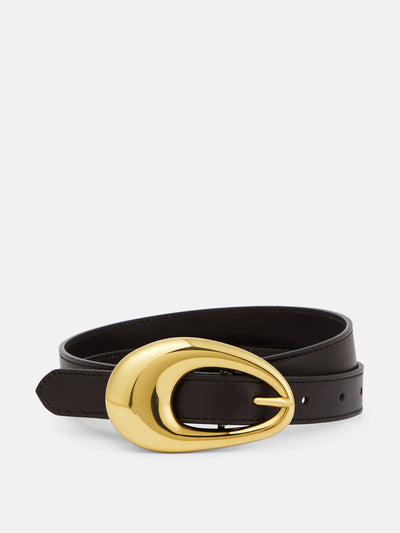 Bottega Veneta Leather belt with gold-toned buckle at Collagerie