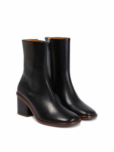 Chloé Black leather ankle boots at Collagerie