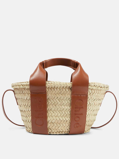 Chloé Mini raffia and leather tote bag at Collagerie