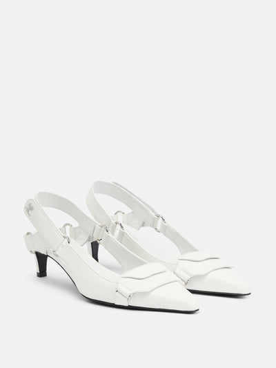 Courreges White leather slingback pumps at Collagerie