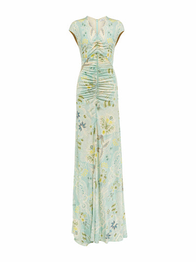 Etro Ruched floral maxi dress at Collagerie