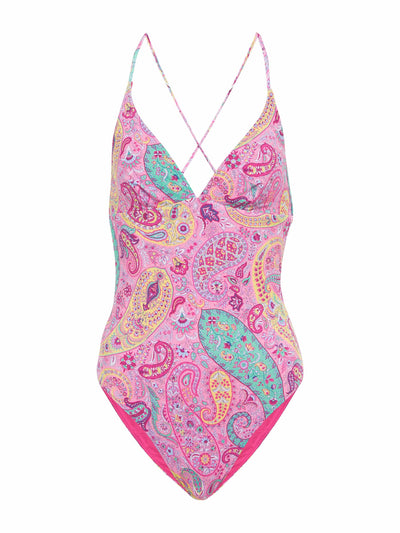 Etro Pink paisley swimsuit at Collagerie