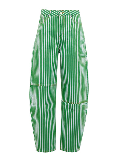 Ganni Green striped wide-leg jeans at Collagerie