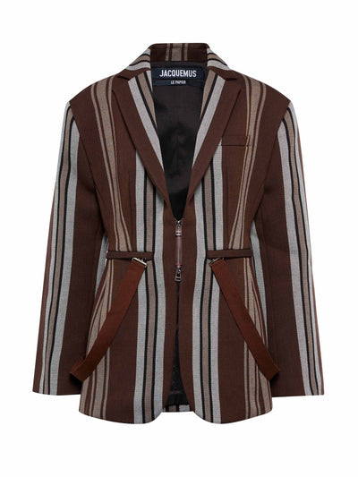 Jacquemus Striped cotton-blend blazer at Collagerie