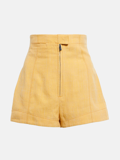 Jacquemus Yellow high-rise linen-blend shorts at Collagerie
