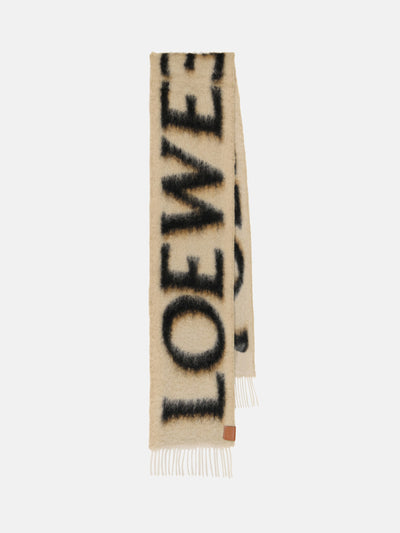 Loewe Logo jacquard wool-blend scarf at Collagerie