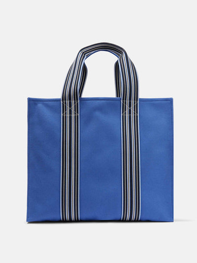 Loro Piana Blue canvas tote bag at Collagerie