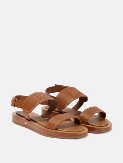 Max mara Flat tan leather sandals at Collagerie