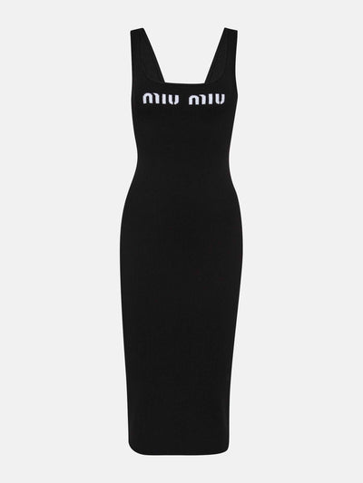 Miu Miu Logo jersey midi dress at Collagerie