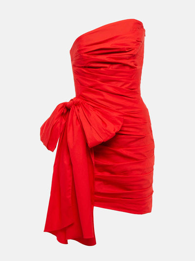 Oscar De La Renta Red strapless cotton minidress at Collagerie