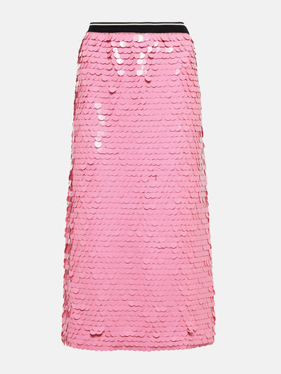 Plan C Pink sequinned midi skirt at Collagerie