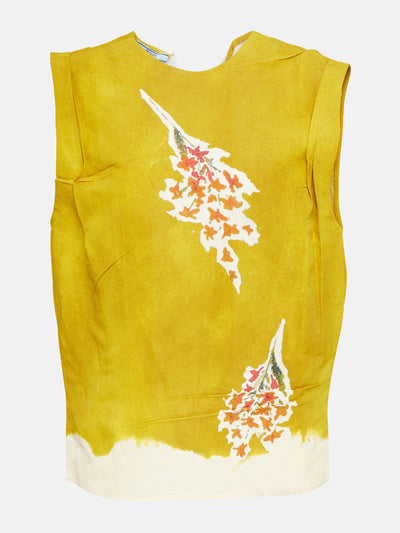 Prada Yellow floral satin top at Collagerie