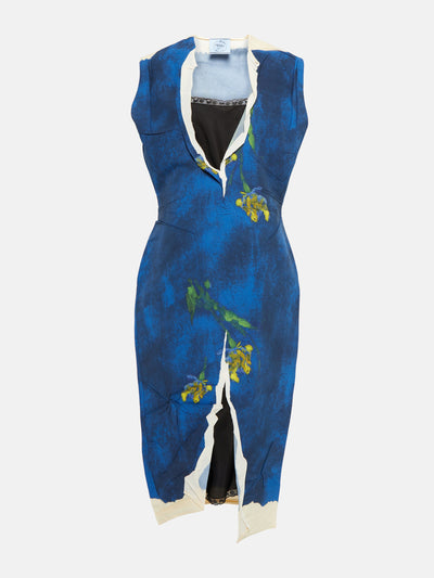 Prada Blue technical midi dress at Collagerie