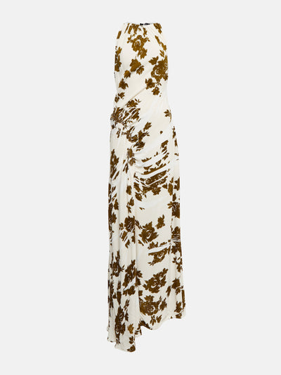 Proenza Schouler Brown and white floral ruched dress at Collagerie