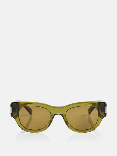 Saint Laurent Green acetate rounded sunglasses at Collagerie