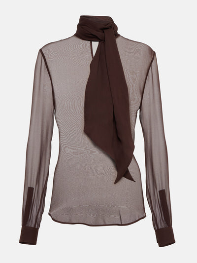 Saint Laurent Silk brown muslin blouse at Collagerie