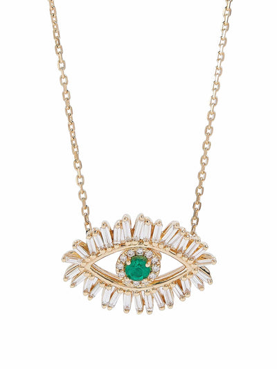 suzanne kalan 18kt gold necklace with emerald and diamonds at Collagerie