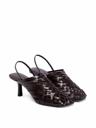 The Row Woven leather slingback sandals at Collagerie