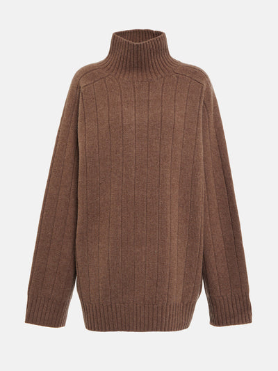 Totême Ribbed knit wool blend turtleneck sweater at Collagerie