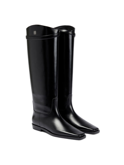 Totême Black leather knee-high boots at Collagerie