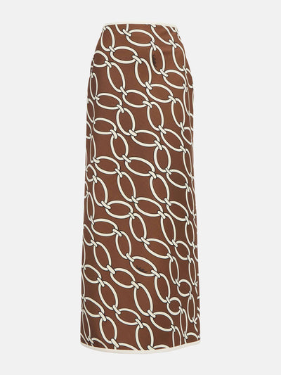 Valentino Brown chain-print maxi skiry at Collagerie