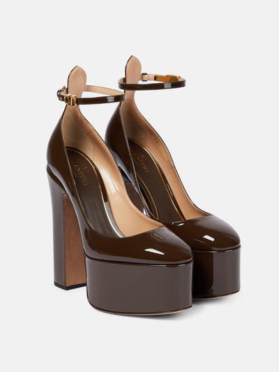 Valentino Garavani Tan-Go patent leather platform pumps at Collagerie